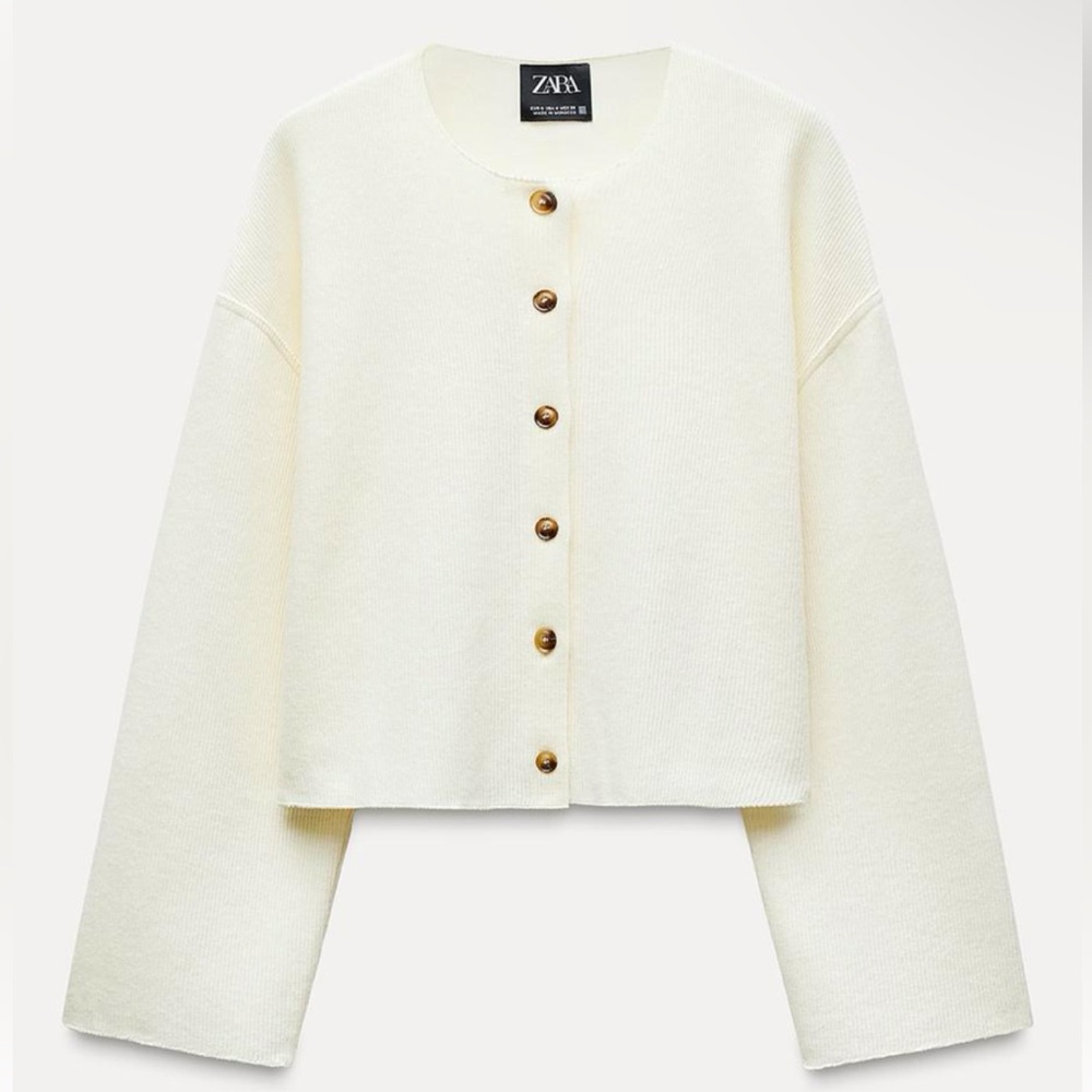 Zara Cream Cardigan Sweater
